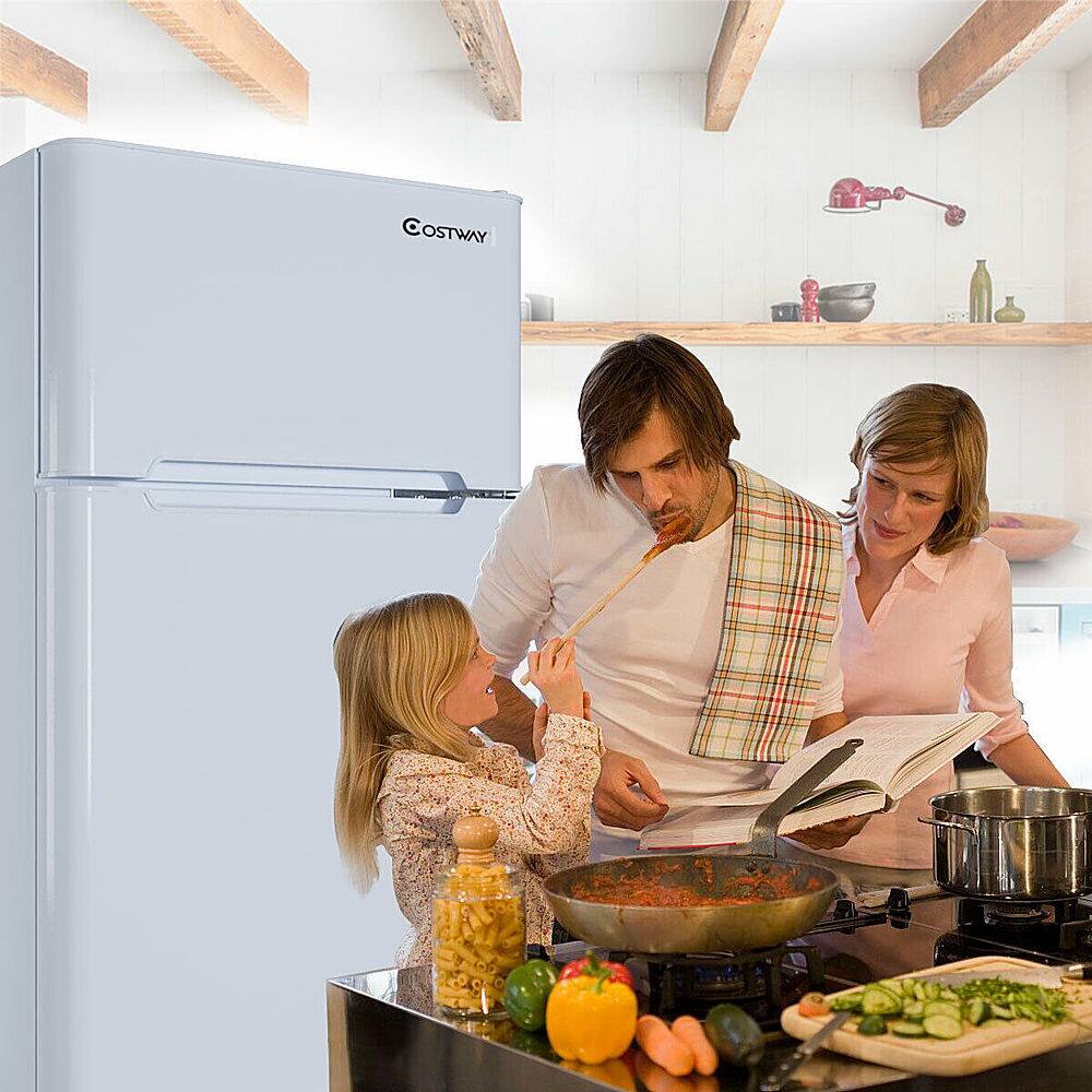 Alt View 13. Costway - Refrigerator Small Freezer Cooler Fridge Compact 3.2 cu ft. Unit, - White.