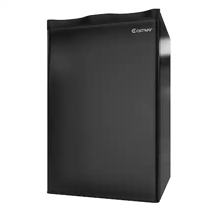 Front. Costway - 3.2 Cu.Ft. Compact Refrigerator Mini Dorm Small Fridge Freezer Reversible Door - Black.
