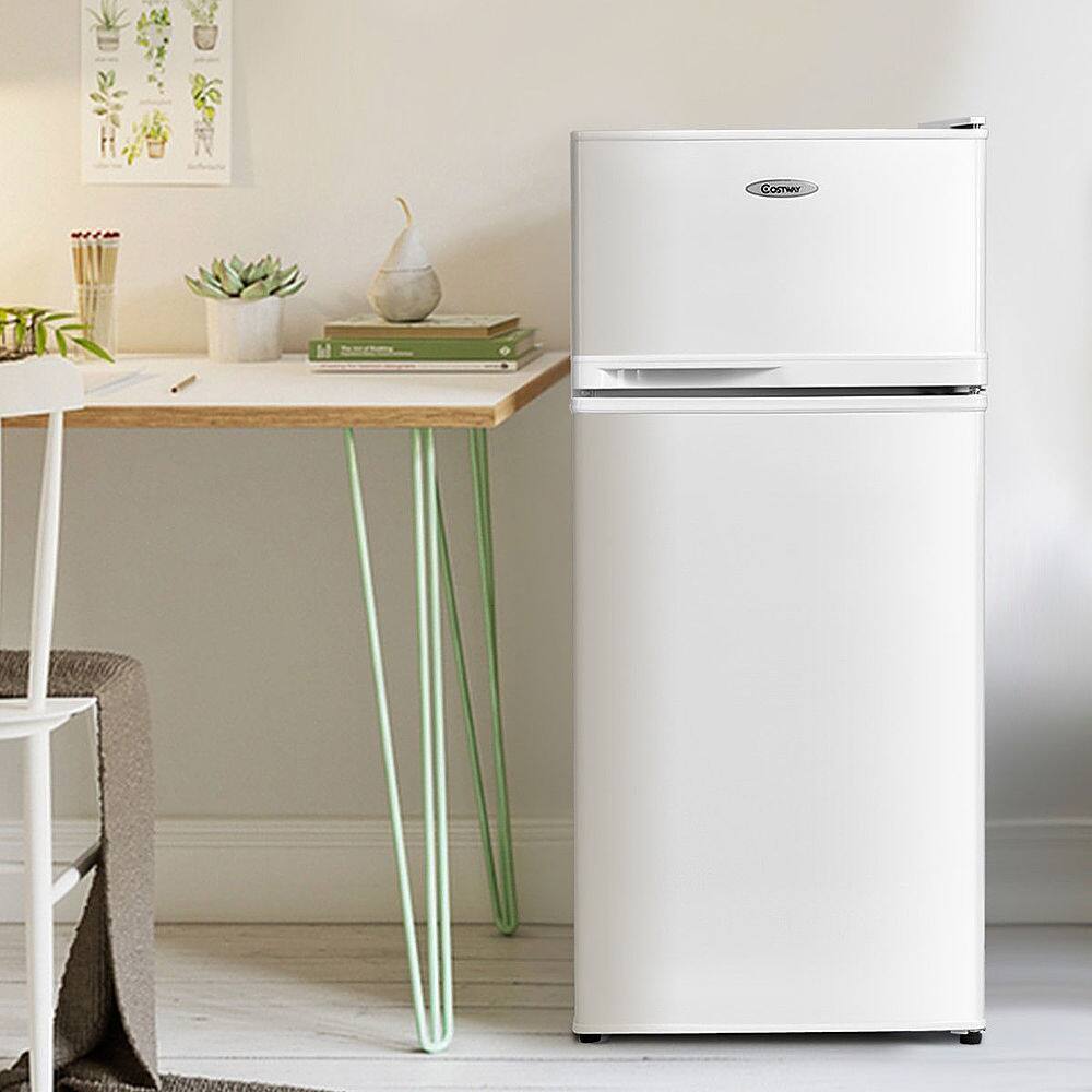 Alt View 12. Costway - 2 Doors 3.4 cu ft. Unit  Compact Mini Refrigerator Freezer Cooler - White.