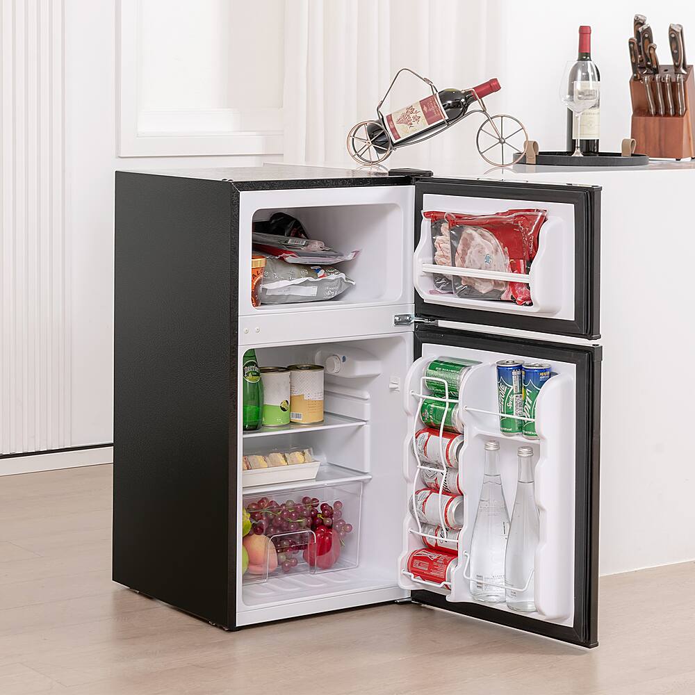 Alt View 12. Costway - 3.2 Cu.Ft Mini Refrigerator with Freezer Compact Fridge with 2 Reversible Door - Black.