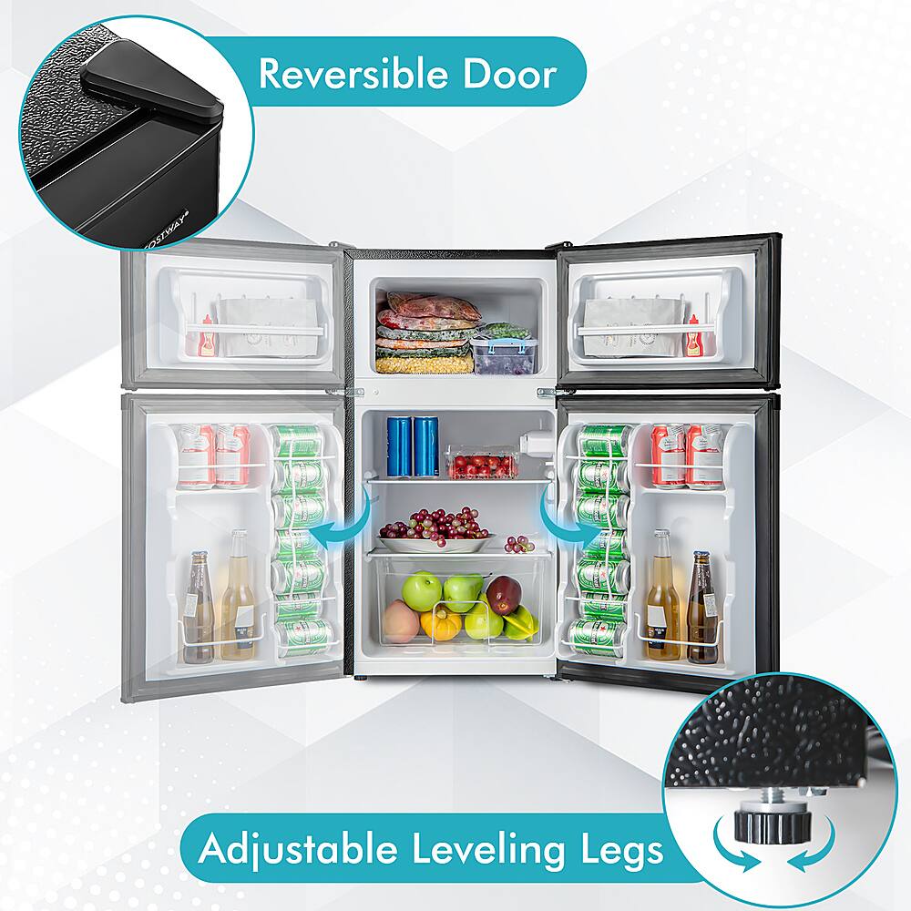 Reversible Door: The refrigerator has a reversible door, which allows for easy access to the contents inside.
Adjustable Leveling Legs: The refrigerator also features adjustable leveling legs, which can be adjusted to ensure the refrigerator is stable and level on any surface.