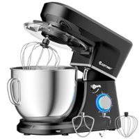 Costway - Tilt-Head Stand Mixer 7.5 Qt 6 Speed 660W with Dough Hook, Whisk & Beater - Black - Front_Zoom