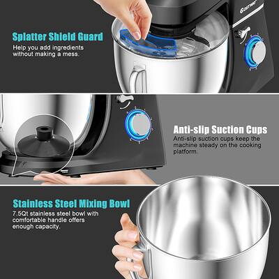 壺　3個セット Costway Tilt Head Stand Mixer 7.5 Qt 6 Speed 660W with Dough