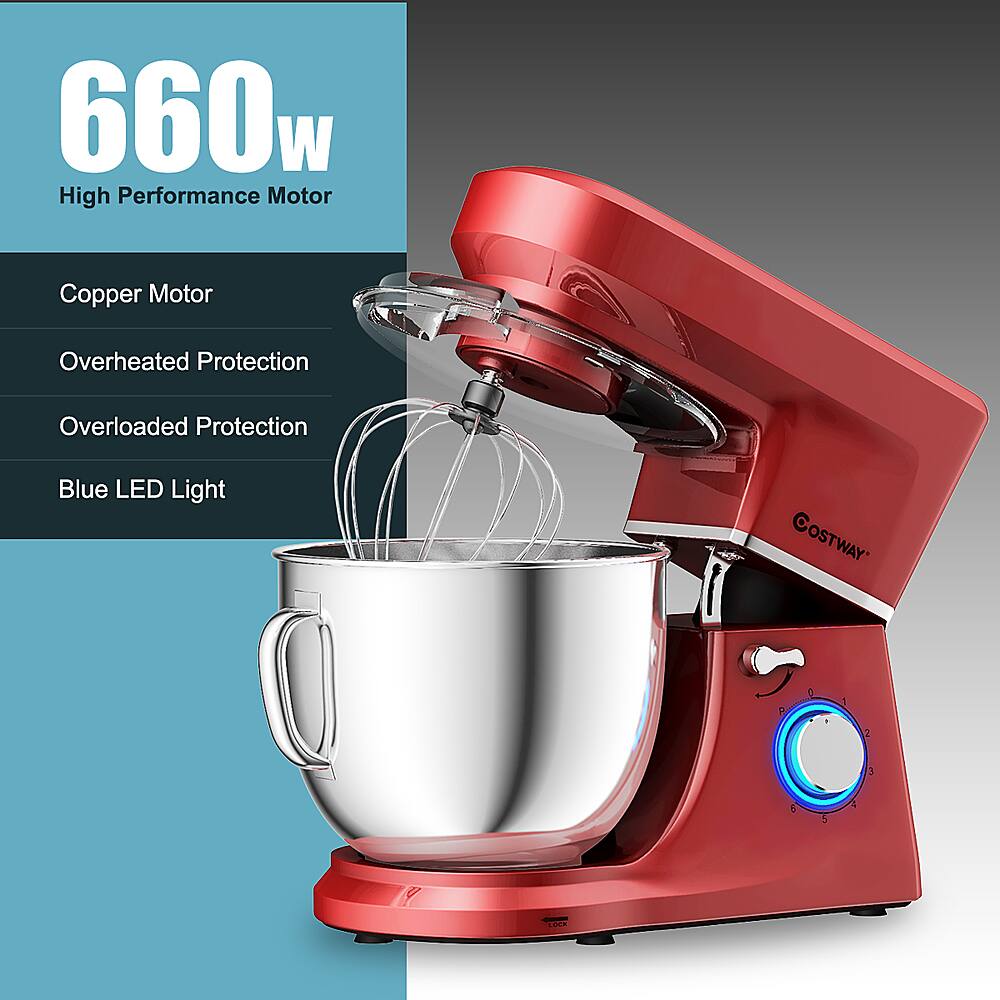 Costway TiltHead Stand Mixer 7.5 Qt 6 Speed 660W with Dough Hook