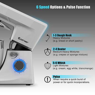 Perfect Check 8冊セット Costway Tilt Head Stand Mixer 7.5 Qt 6 Speed 660W with Dough