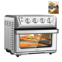 Costway - 21.5QT Air Fryer Toaster Oven 1800W Countertop Convection Oven w/ Recipe - Silver