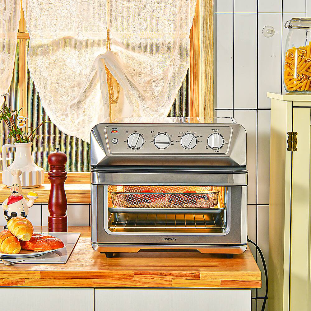 Alt View 13. Costway - 21.5QT Air Fryer Toaster Oven 1800W Countertop Convection Oven w/ Recipe - Silver.