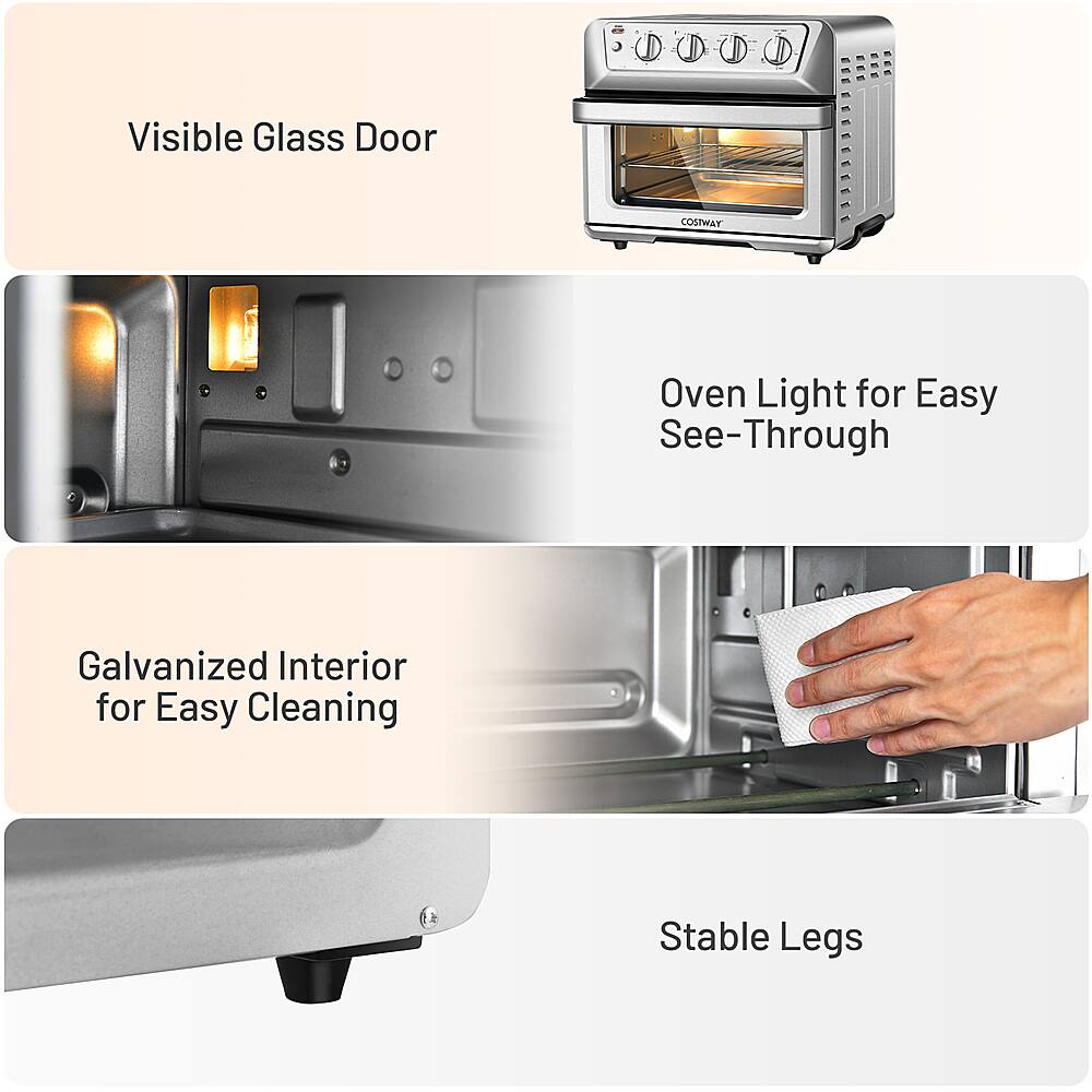 Visible Glass Door, Oven Light for Easy See-Through, Galvanized Interior for Easy Cleaning, Stable Legs