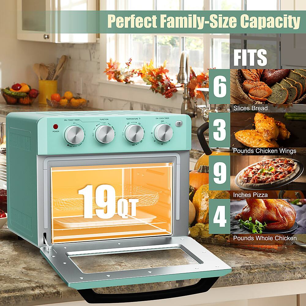 Perfect Family-Size Capacity SSU - It's a 19-quart oven that fits 6 slices of bread, 3 pounds of chicken wings, 9 inches of pizza, and 4 pounds of whole chicken.