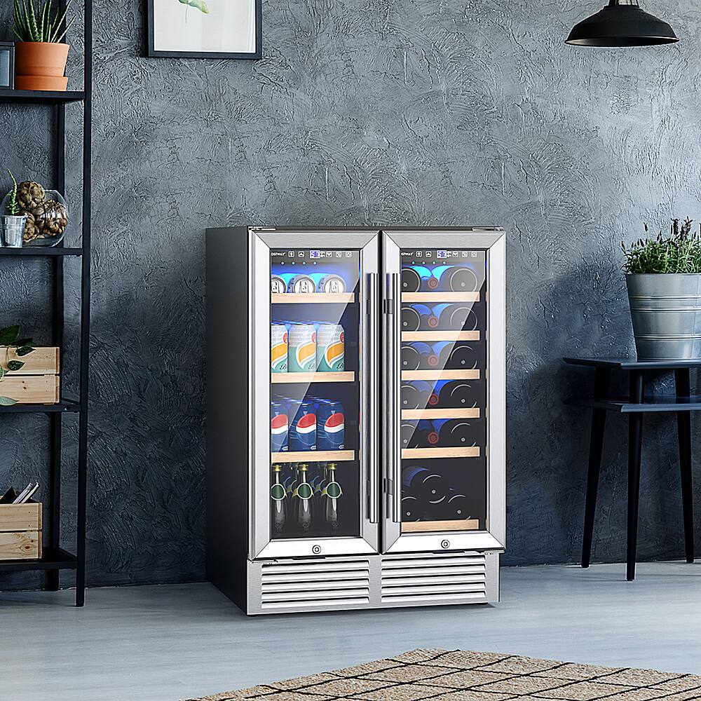 Alt View 11. Costway - 24'' Dual Zone Wine and Beverage Cooler Refrigerator Dual Control Refrigerator - Silver.