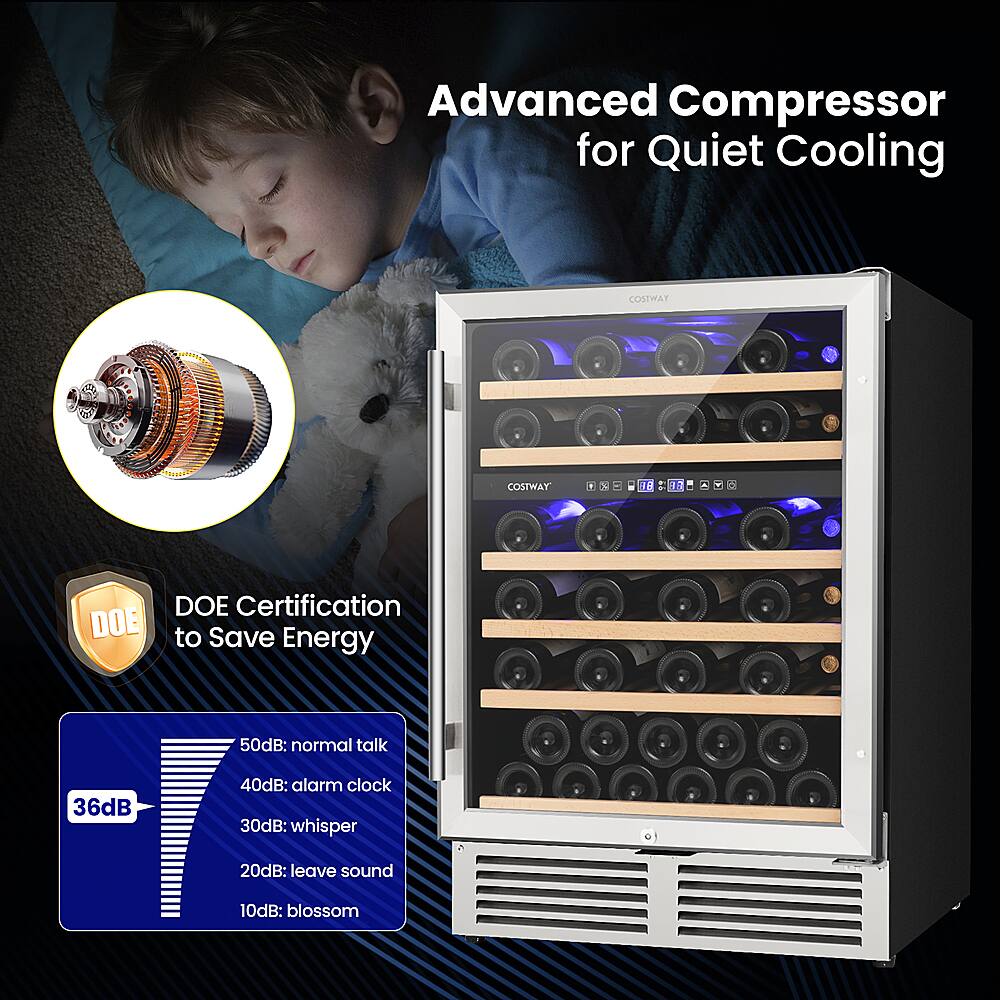 Advanced Compressor for Quiet Cooling DOE Certification to Save Energy 50dB: normal talk 36dB: alarm clock 30dB: whisper 20dB: leave sound 10dB: blossom