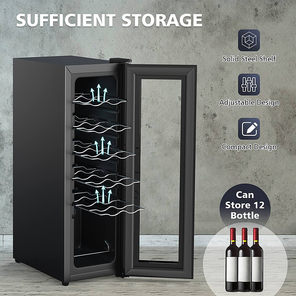 Best Buy: Costway 12 Bottle Compressor Wine Cooler Refrigerator Large ...