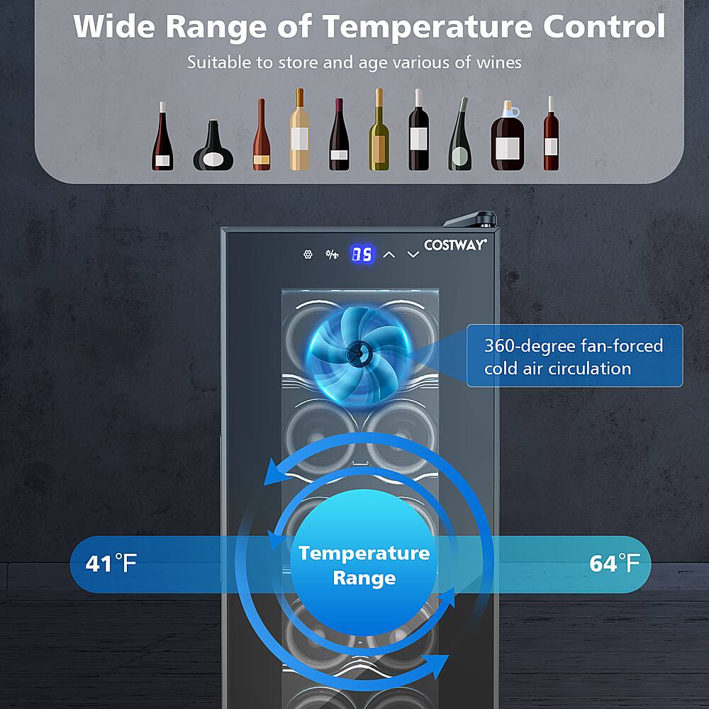 Costway 12 Bottle Compressor Wine Cooler Refrigerator Large