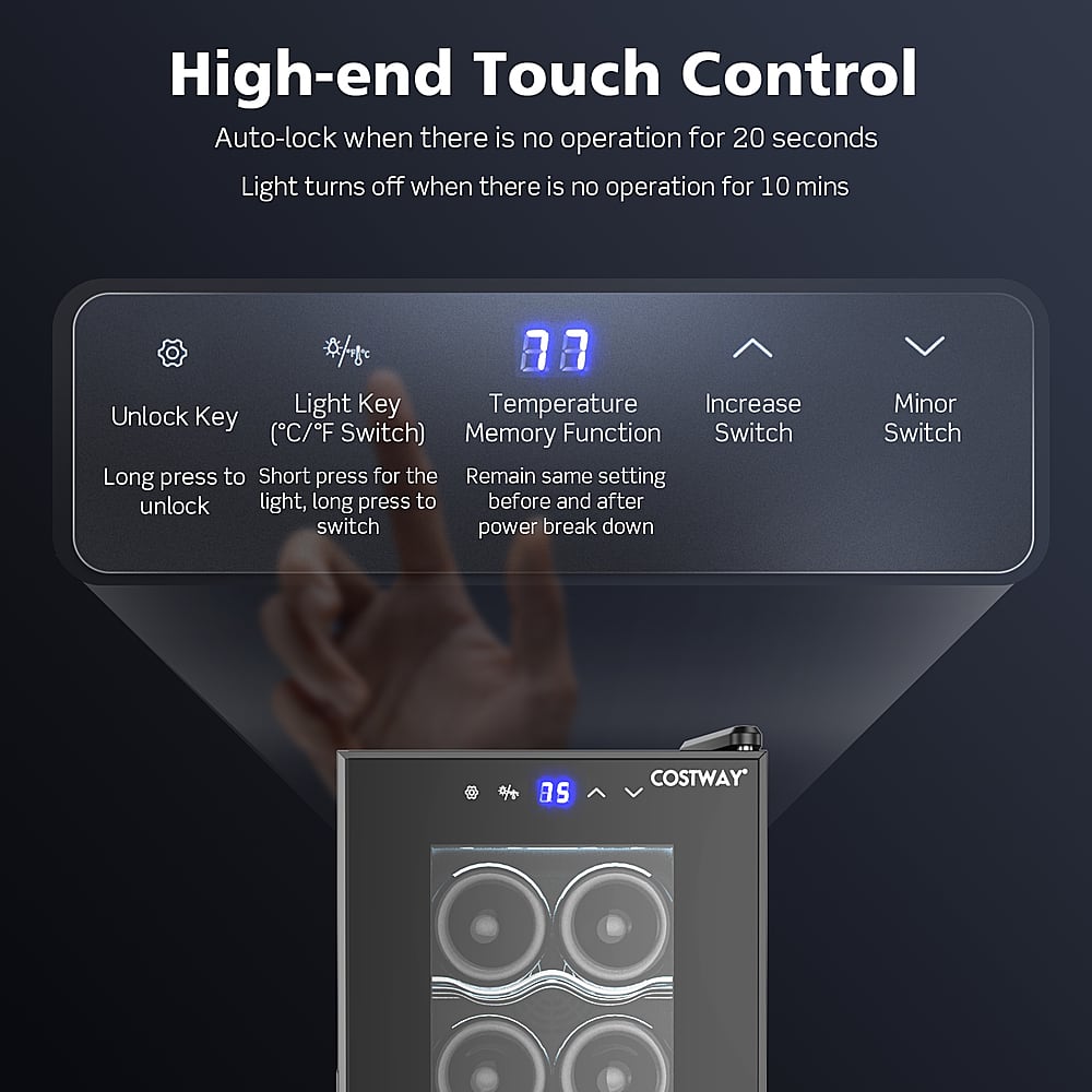 Costway 12 Bottle Compressor Wine Cooler Refrigerator Large