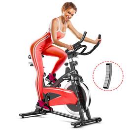Costway - Magnetic Exercise Bike Fitness Cycling Bike W/35Lbs Flywheel Home Gym - Red/Black