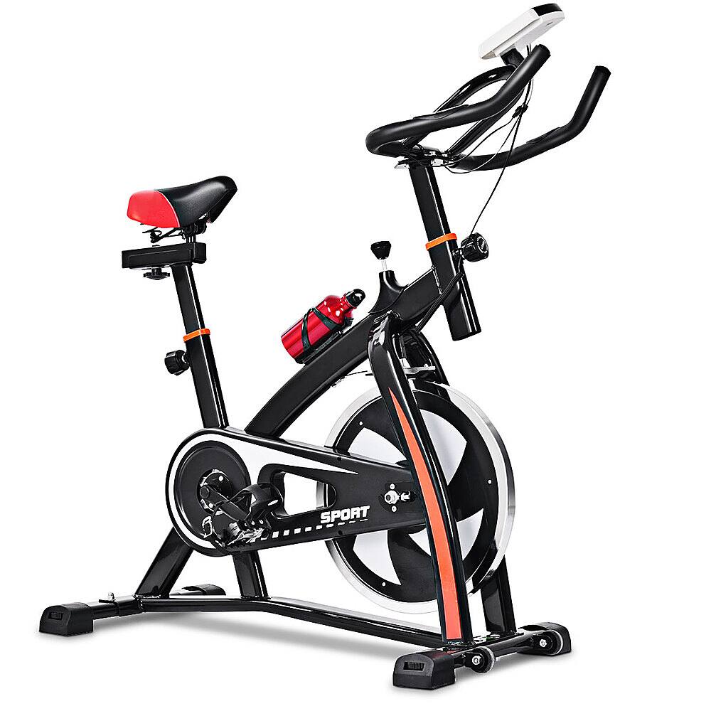 Front. Costway - Exercise Bicycle Indoor Bike Cycling Cardio Adjustable Gym Workout Fitness Home - Red.