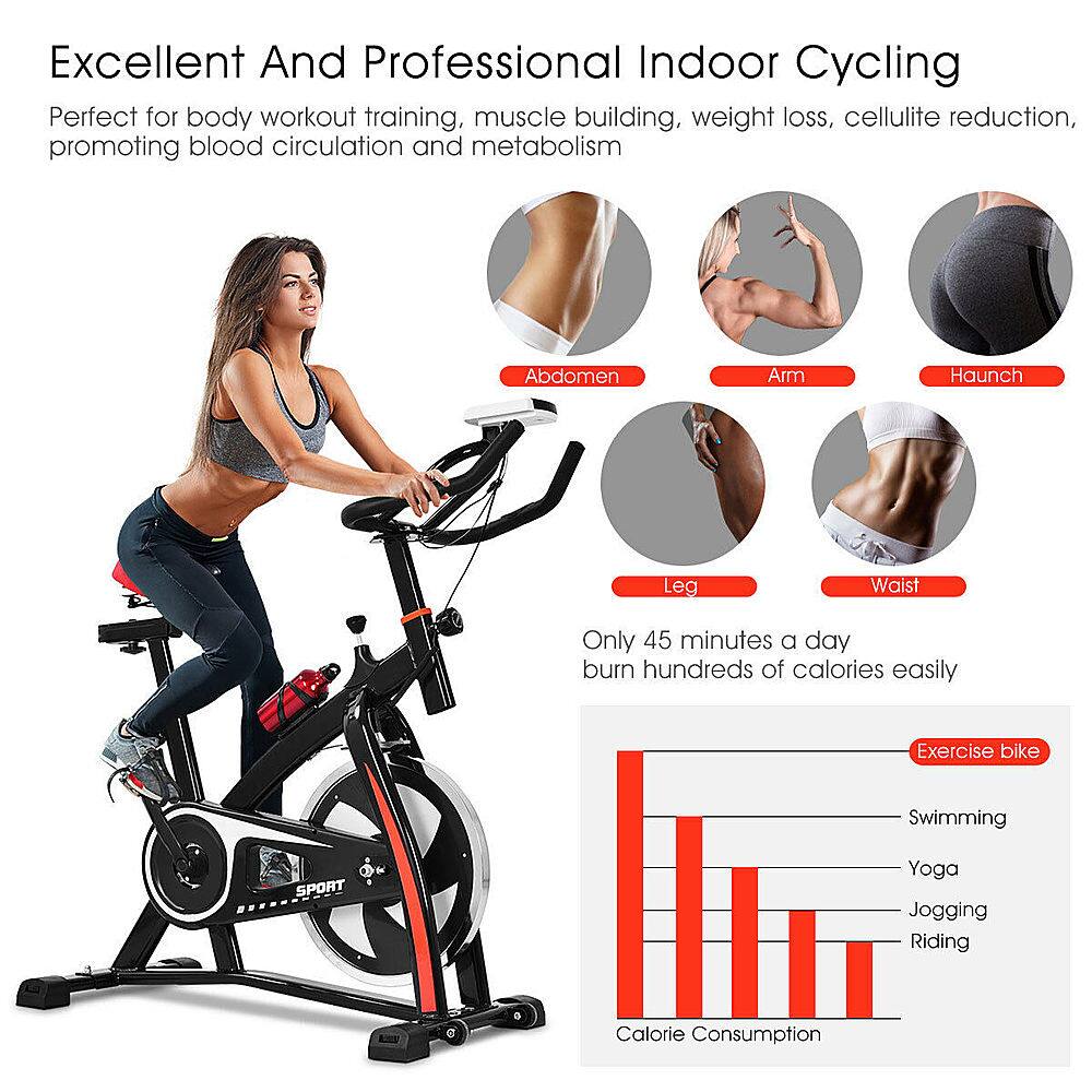 Excellent And Professional Indoor Cycling Perfect for body workout training, muscle building, weight loss, cellulite reduction, promoting blood circulation and metabolism. Abdomen, Arm, Haunch, Leg, Waist. Only 45 minutes a day burn hundreds of calories easily. Exercise bike, Swimming, SPORT, Yoga, Jogging, Riding, Calorie Consumption.
