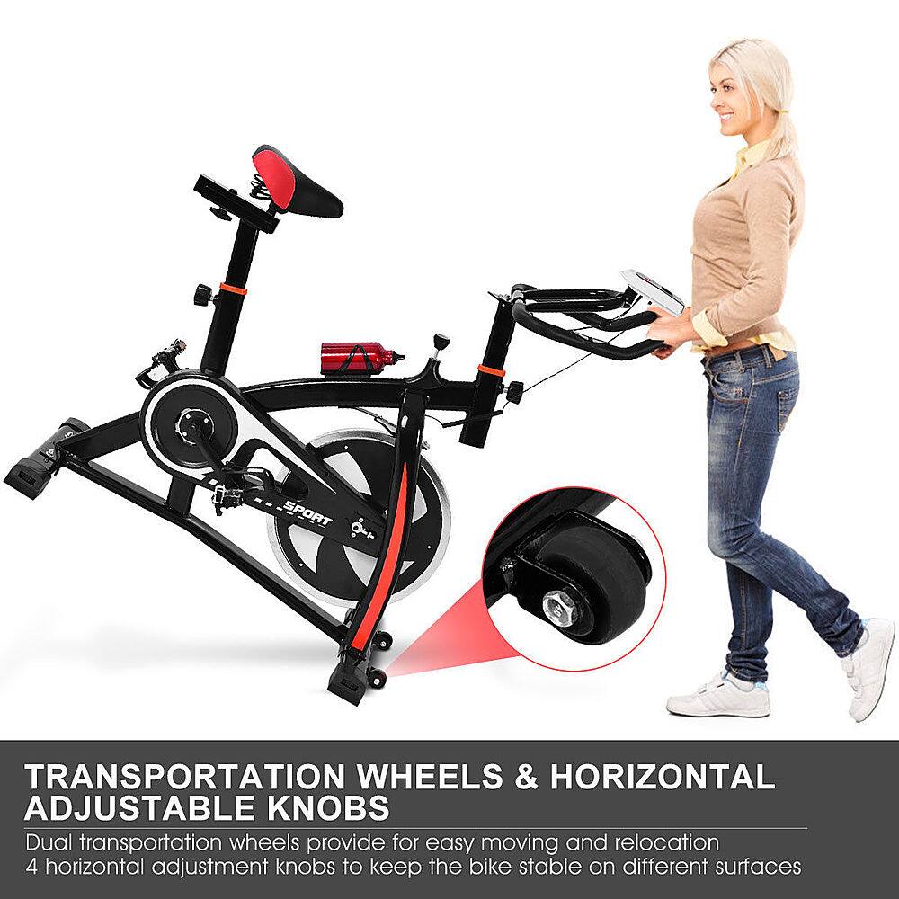 Transportation Wheels & Horizontal Adjustable Knobs: Dual transportation wheels provide for easy moving and relocation. 4 horizontal adjustment knobs to keep the bike stable on different surfaces.