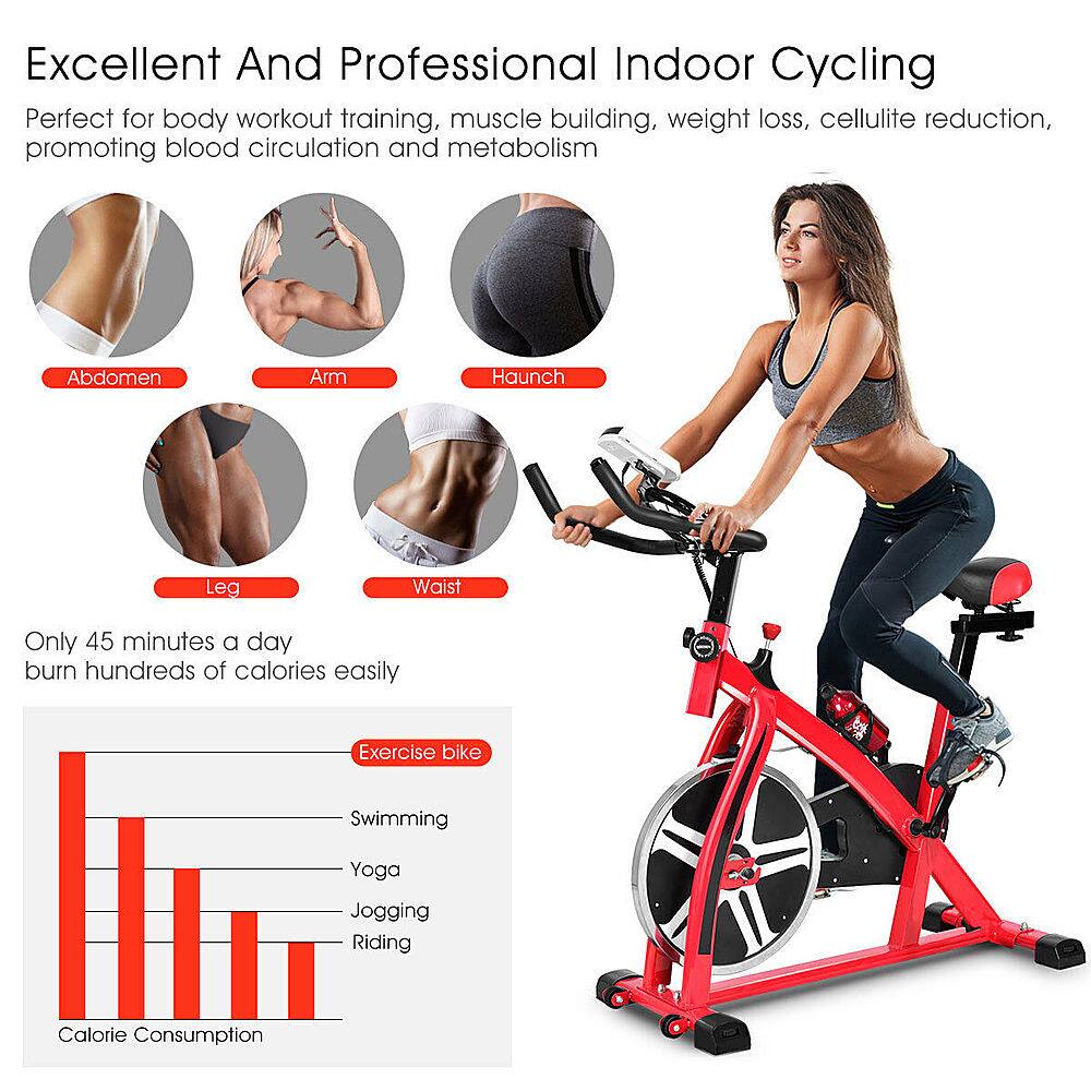 Excellent And Professional Indoor Cycling Perfect for body workout training, muscle building, weight loss, cellulite reduction, promoting blood circulation and metabolism Abdomen Arm Haunch Leg Waist Only 45 minutes a day burn hundreds of calories easily Exercise bike Swimming Yoga Jogging Riding Calorie Consumption