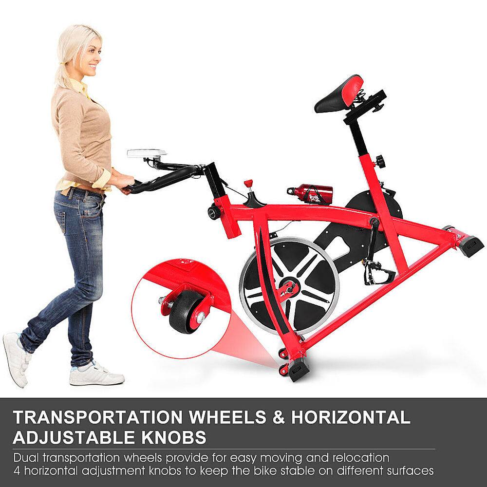 Transportation Wheels & Horizontal Adjustable Knobs: Dual transportation wheels provide for easy moving and relocation. 4 horizontal adjustment knobs to keep the bike stable on different surfaces.