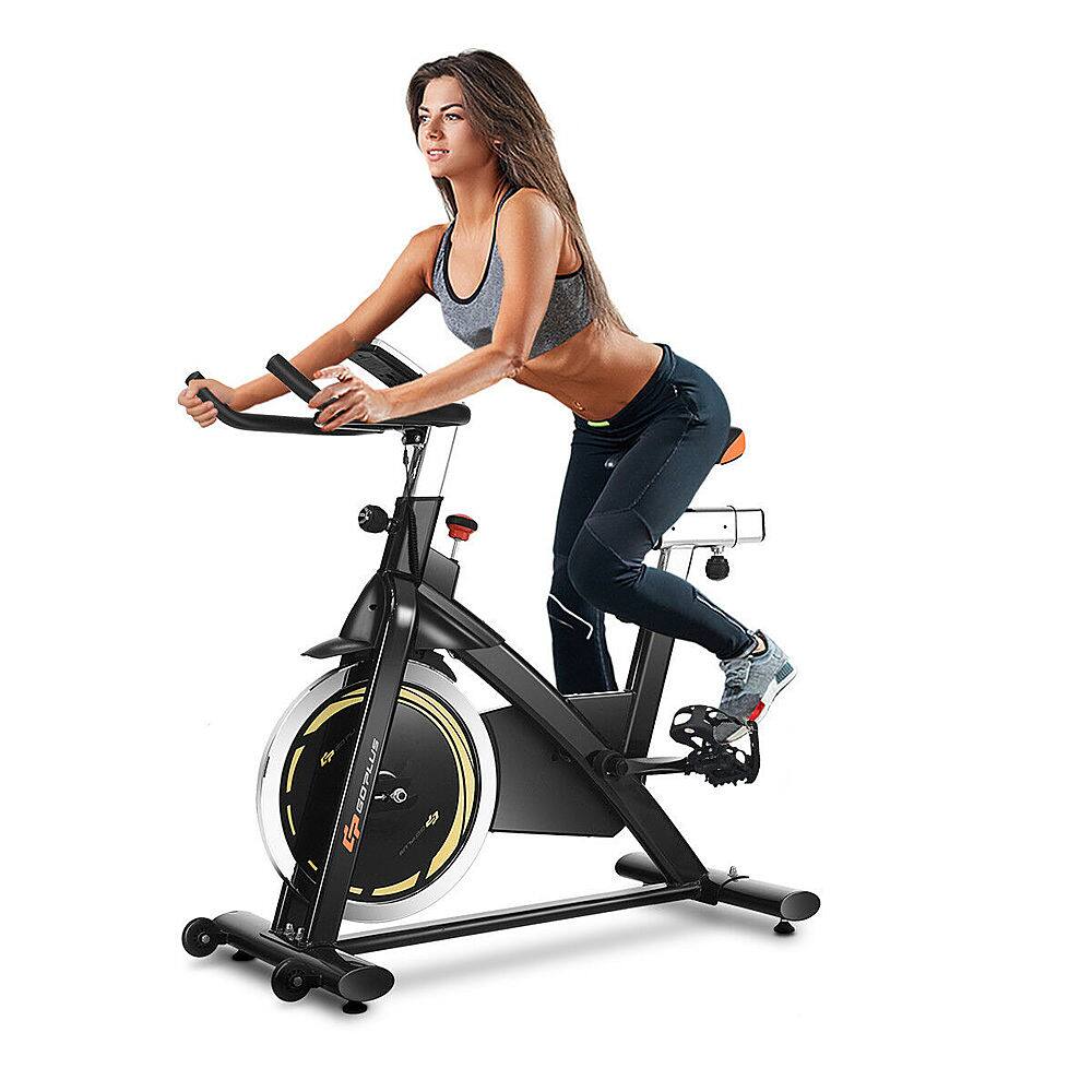 Alt View 20. Costway - Exercise Bike Cycle Trainer Indoor Workout Cardio Fitness Bicycle Stationary - Orange&Black.
