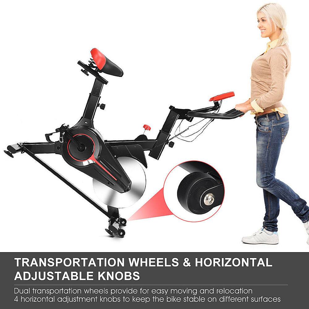 Transportation Wheels & Horizontal Adjustable Knobs: Dual transportation wheels provide for easy moving and relocation. 4 horizontal adjustment knobs to keep the bike stable on different surfaces.