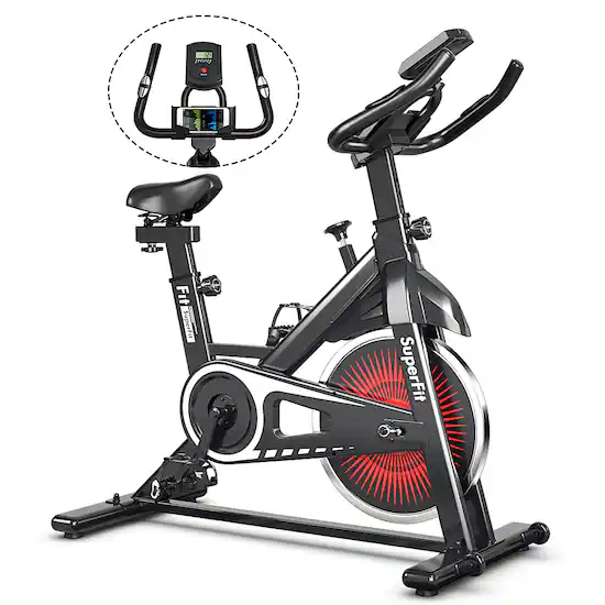 Costway Indoor Cycling Stationary Bike Silent Belt Drive Adjustable Resistance Black White SP37040WH Best Buy