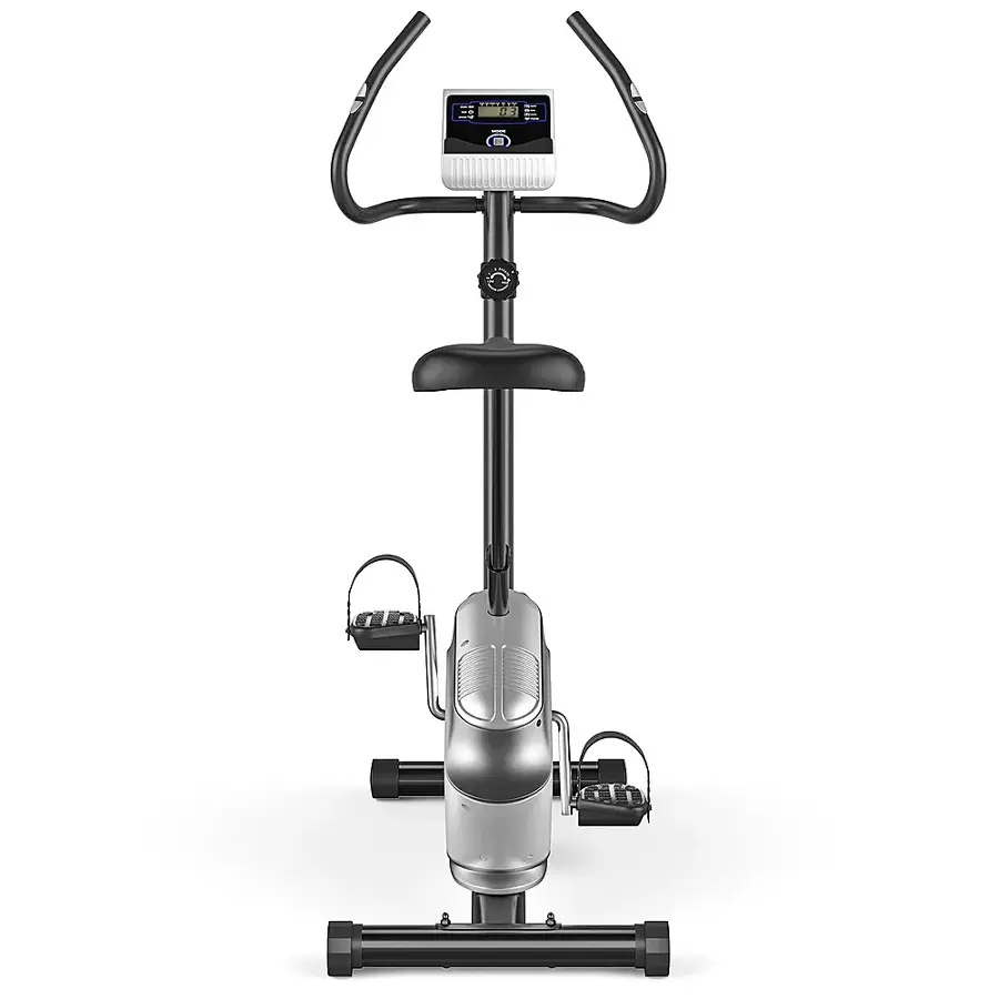 Alt View 20. Costway - Magnetic Exercise Bike Upright Cycling Bike w/ LCD Monitor & Pulse Sensor - Black + Grey.