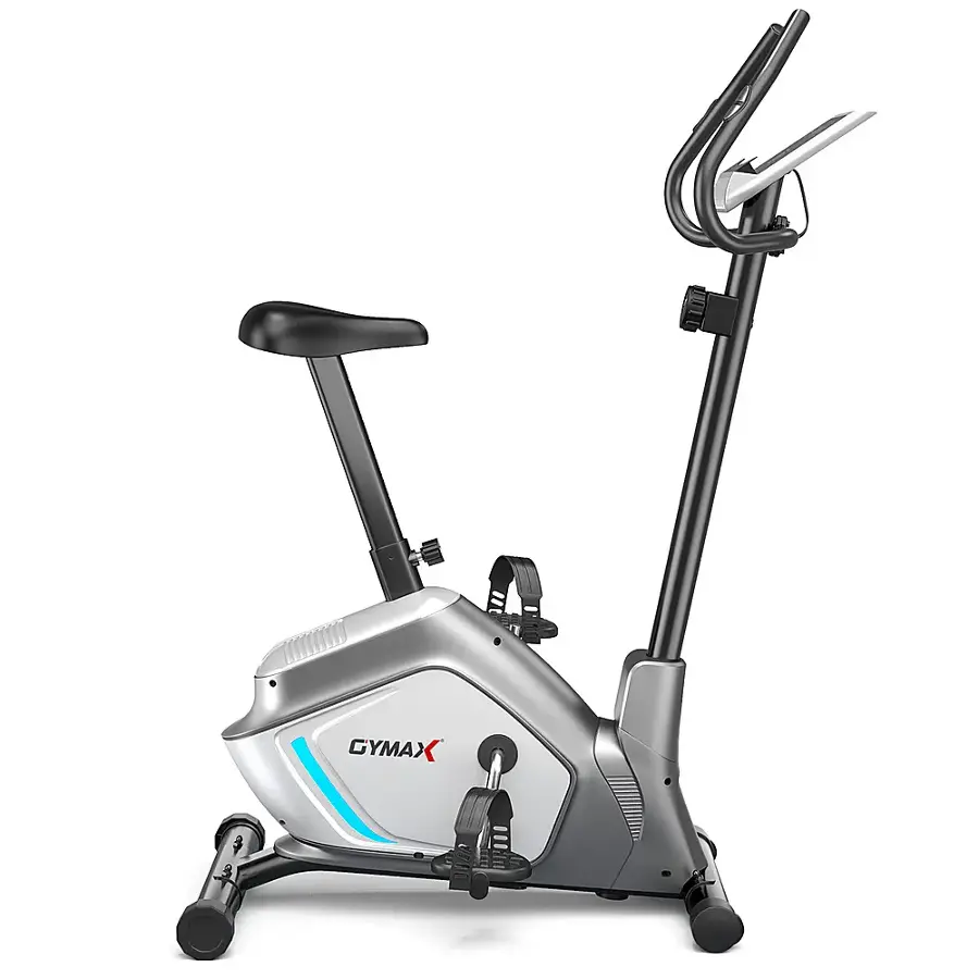 Alt View 21. Costway - Magnetic Exercise Bike Upright Cycling Bike w/ LCD Monitor & Pulse Sensor - Black + Grey.