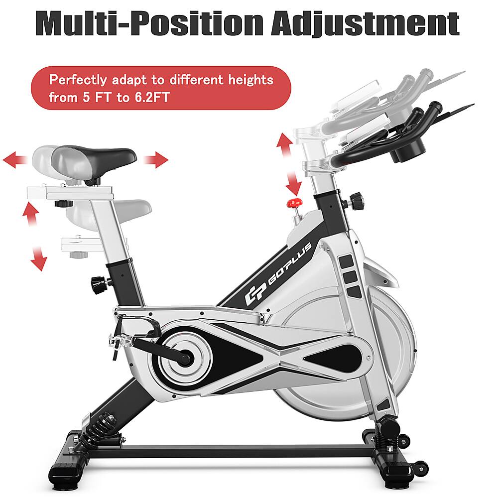 The text on the image reads: "Multi-Position Adjustment Perfectly adapt to different heights from 5 FT to 6.2FT GOPLUS G."
