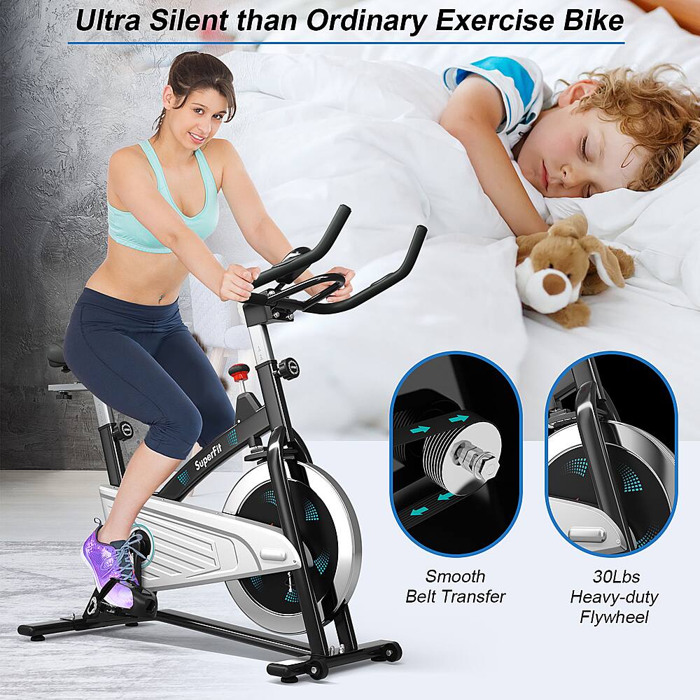 Ultra Silent than Ordinary Exercise Bike SuperFit Smooth Belt Transfer 30Lbs Heavy-duty Flywheel