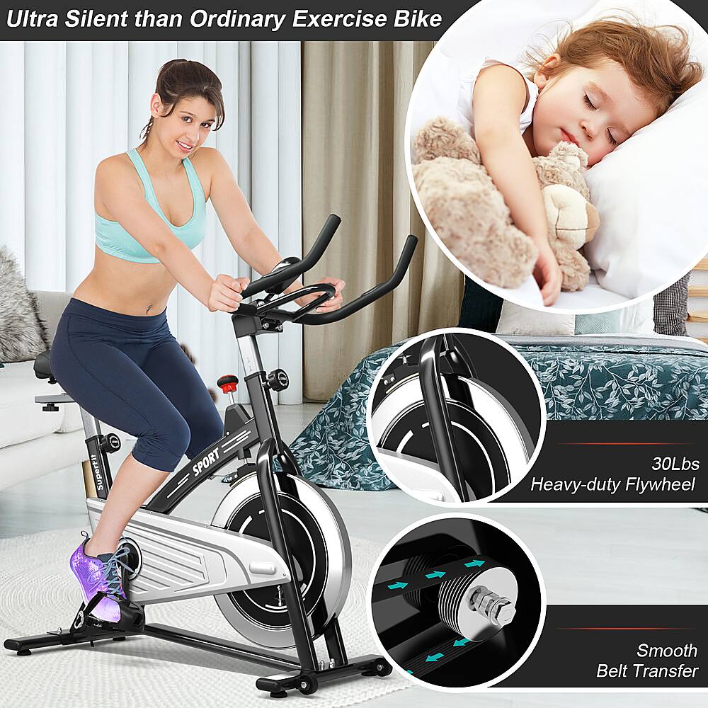Ultra Silent than Ordinary Exercise Bike Supertit SPORT 30Lbs Heavy-duty Flywheel Smooth Belt Transfer