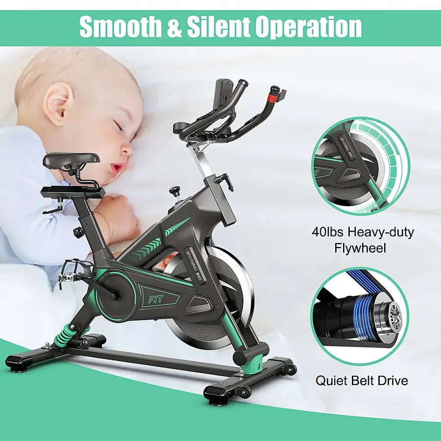 Smooth & Silent Operation: This indoor bike is designed to provide a smooth and quiet ride, making it an ideal choice for those who want to exercise without disturbing others. The bike's flywheel and quiet belt drive system contribute to its smooth operation and reduced noise levels.