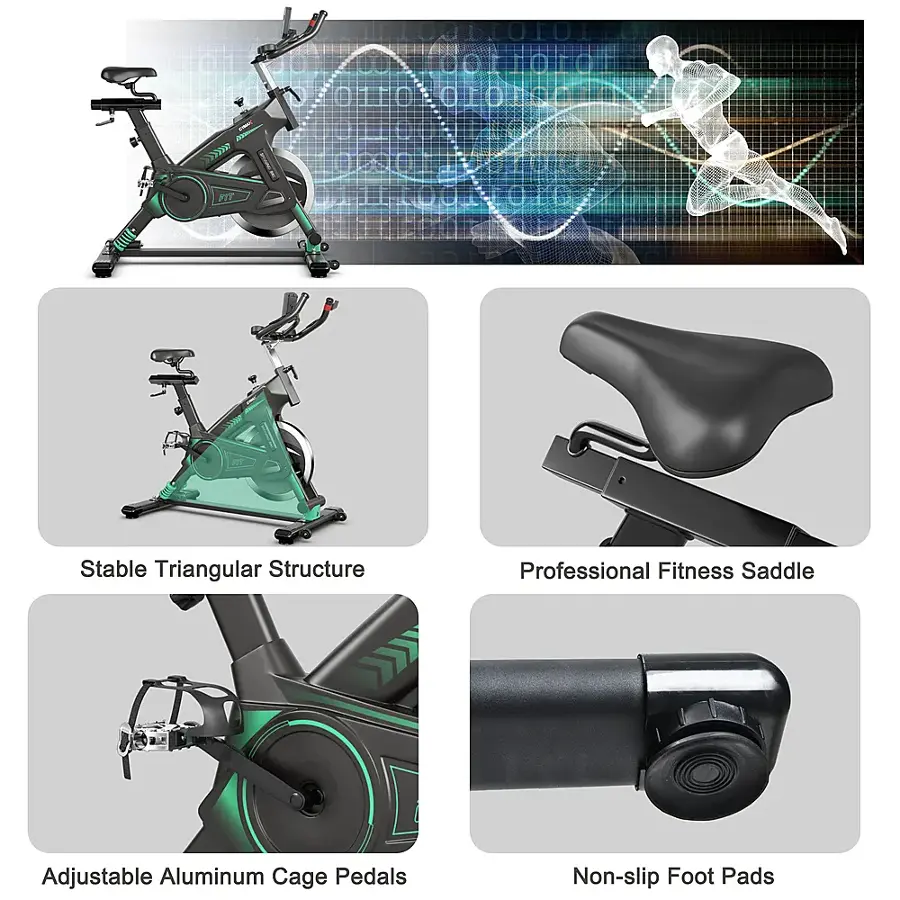 T - >o FIT -10 Stable Triangular Structure Professional Fitness Saddle Adjustable Aluminum Cage Pedals Non-slip Foot Pads