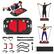 Front. Costway - Push up Board Set Folding Push up Stand with Elastic String Pilate Bar Bag Home Gym - Black/Red.