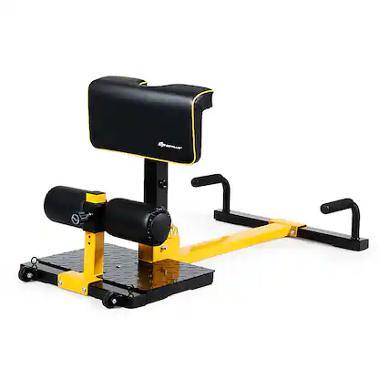 Front. Costway - 8-in-1 Multifunctional Squat Machine Deep Sissy Squat Home Gym Fitness Equipment - Black + Yellow.