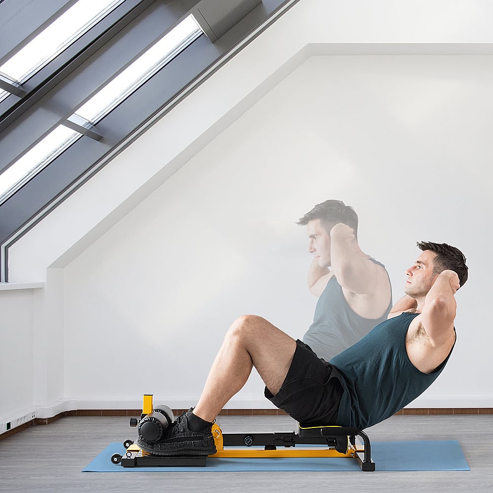 Alt View 12. Costway - 8-in-1 Multifunctional Squat Machine Deep Sissy Squat Home Gym Fitness Equipment - Black + Yellow.