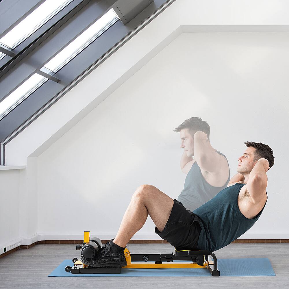 Alt View 12. Costway - 8-in-1 Multifunctional Squat Machine Deep Sissy Squat Home Gym Fitness Equipment - Black + Yellow.