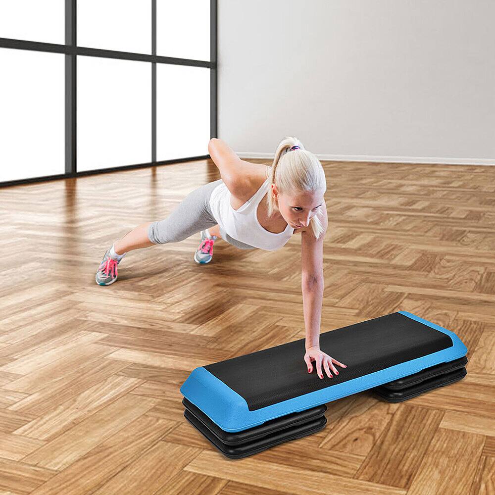 Alt View 19. Costway - Fitness Aerobic Step Cardio Adjust 4'' - 6'' - 8'' Exercise Stepper w/Risers - Blue.