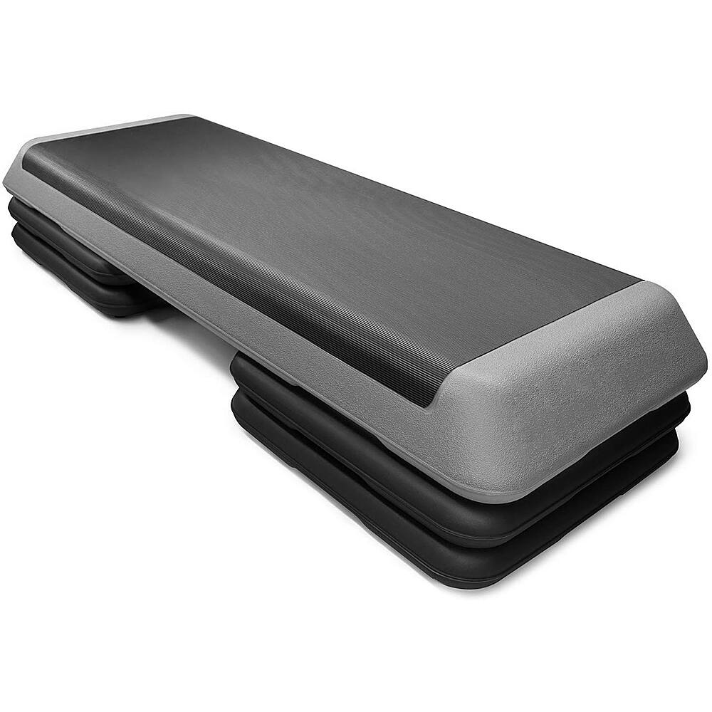 Costway - Fitness Aerobic Step 43'' Cardio Adjust 4'' - 6'' - 8'' Exercise Stepper w/Risers - Black + Grey
