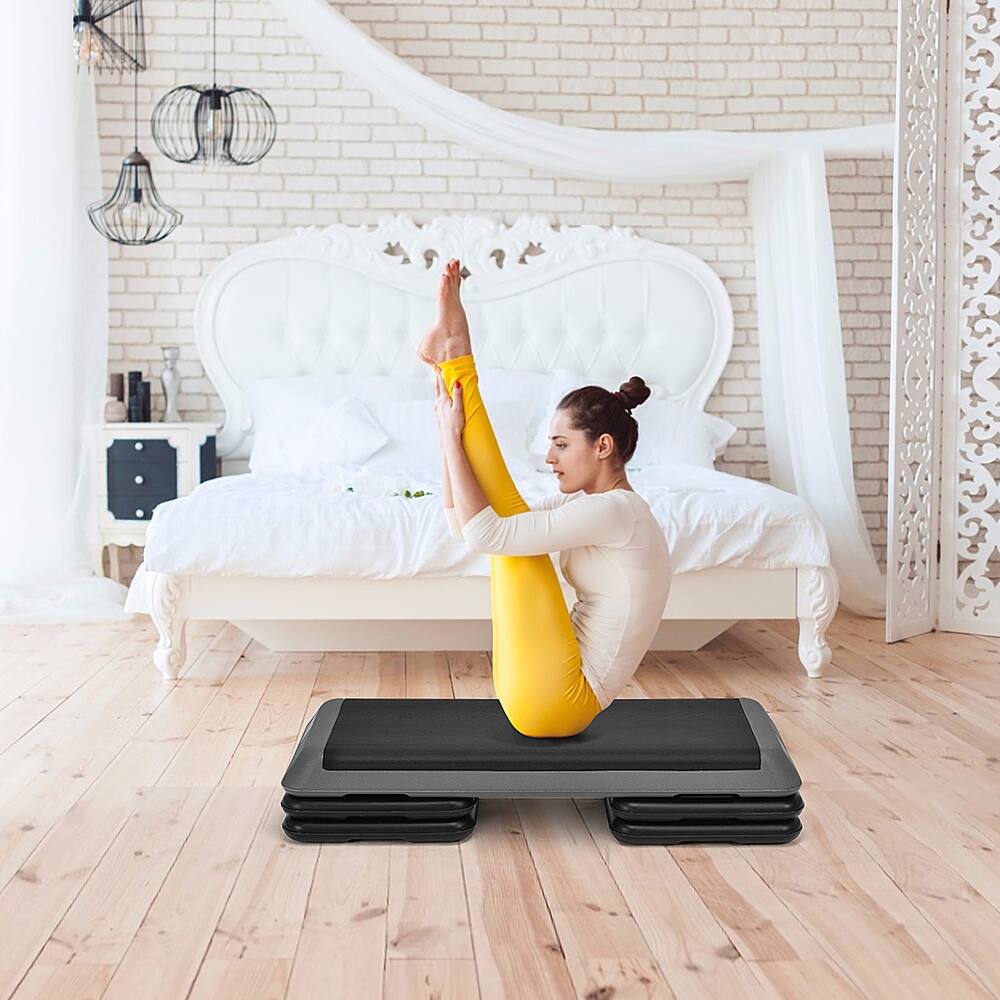 Alt View 15. Costway - Fitness Aerobic Step 43'' Cardio Adjust 4'' - 6'' - 8'' Exercise Stepper w/Risers - Black/Grey.