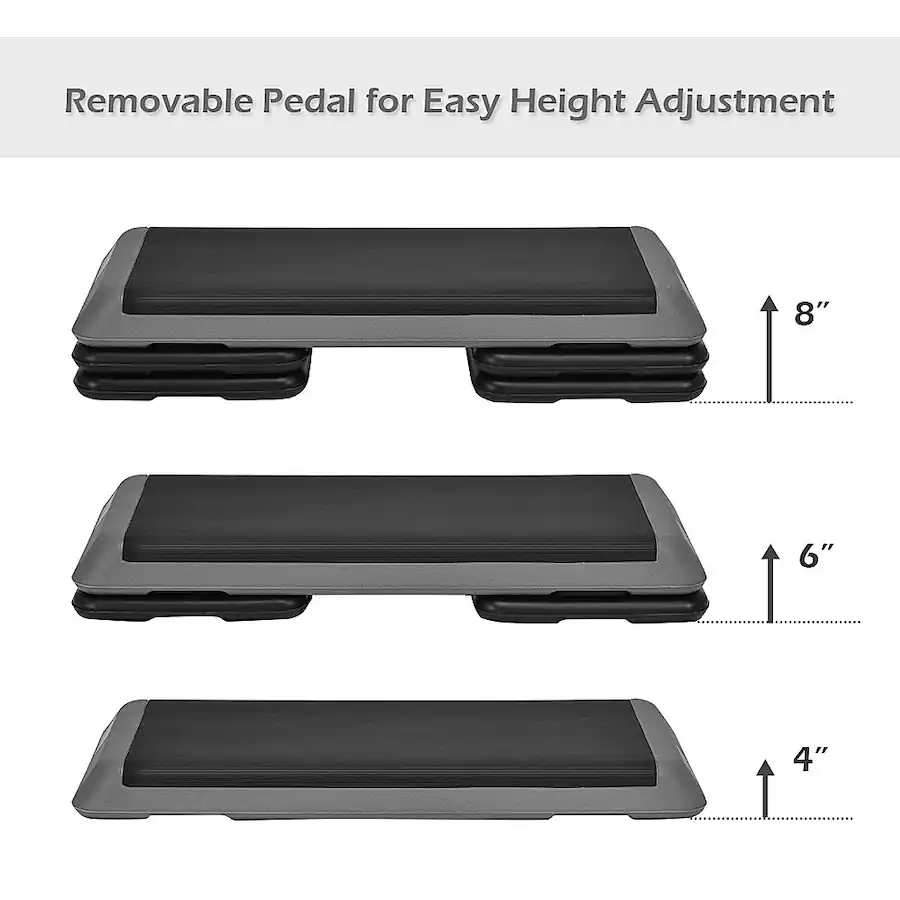 Costway Fitness Aerobic Step 43'' Cardio Adjust 4'' 6'' 8'' Exercise ...