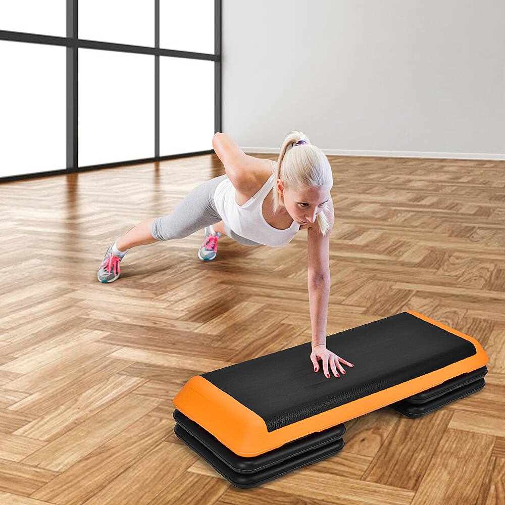 Alt View 11. Costway - Fitness Aerobic Step 43'' Cardio Adjust 4'' - 6'' - 8'' Exercise Stepper with Risers - Orange.