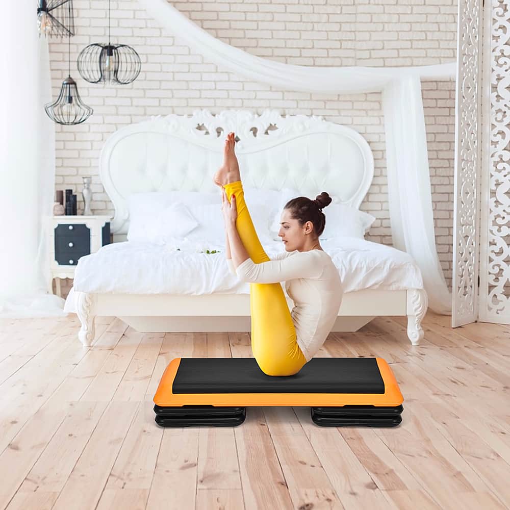 Alt View 15. Costway - Fitness Aerobic Step 43'' Cardio Adjust 4'' - 6'' - 8'' Exercise Stepper with Risers - Orange.