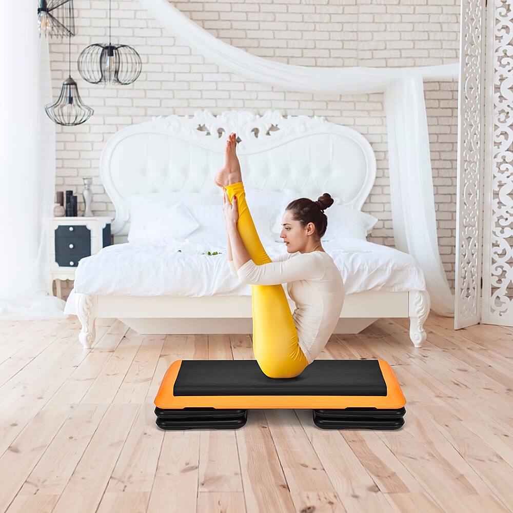 Alt View 15. Costway - Fitness Aerobic Step 43'' Cardio Adjust 4'' - 6'' - 8'' Exercise Stepper with Risers - Orange.