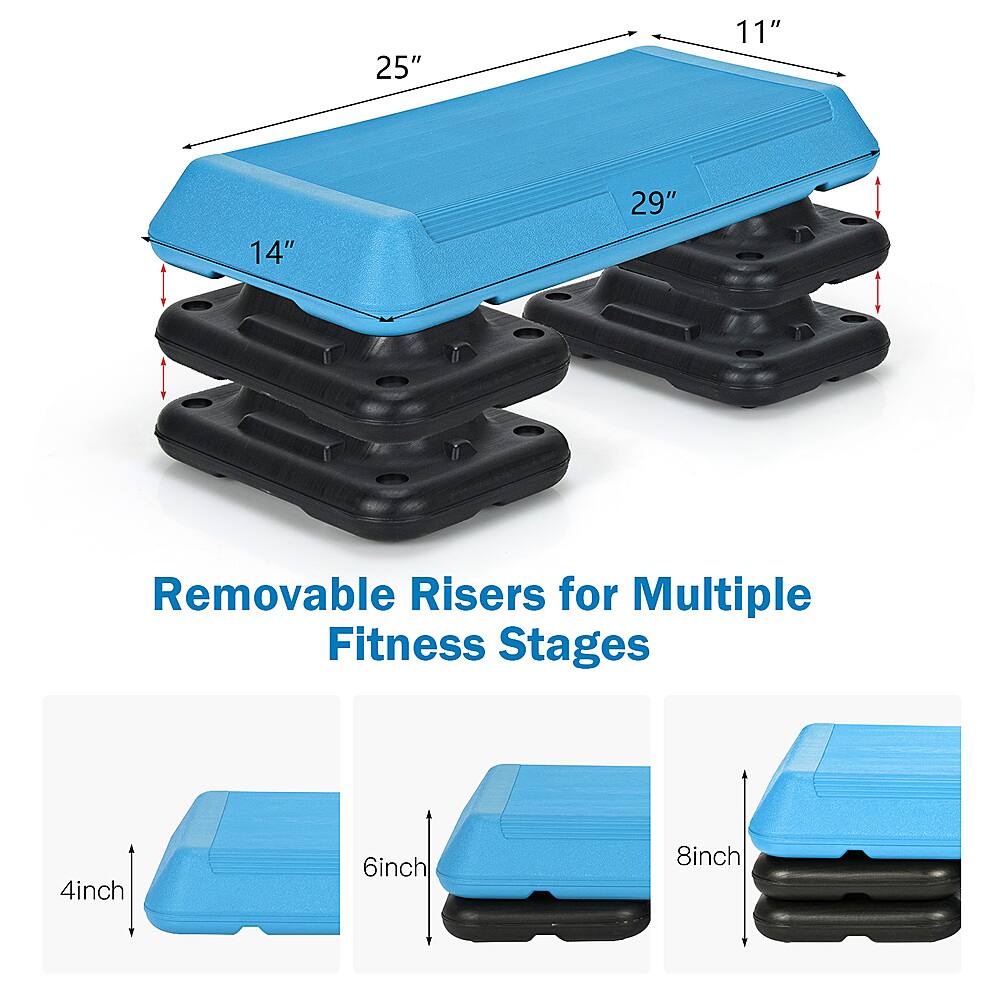 Removable Risers for Multiple Fitness Stages: 25" 11" 14" 29" 4inch 6inch 8inch