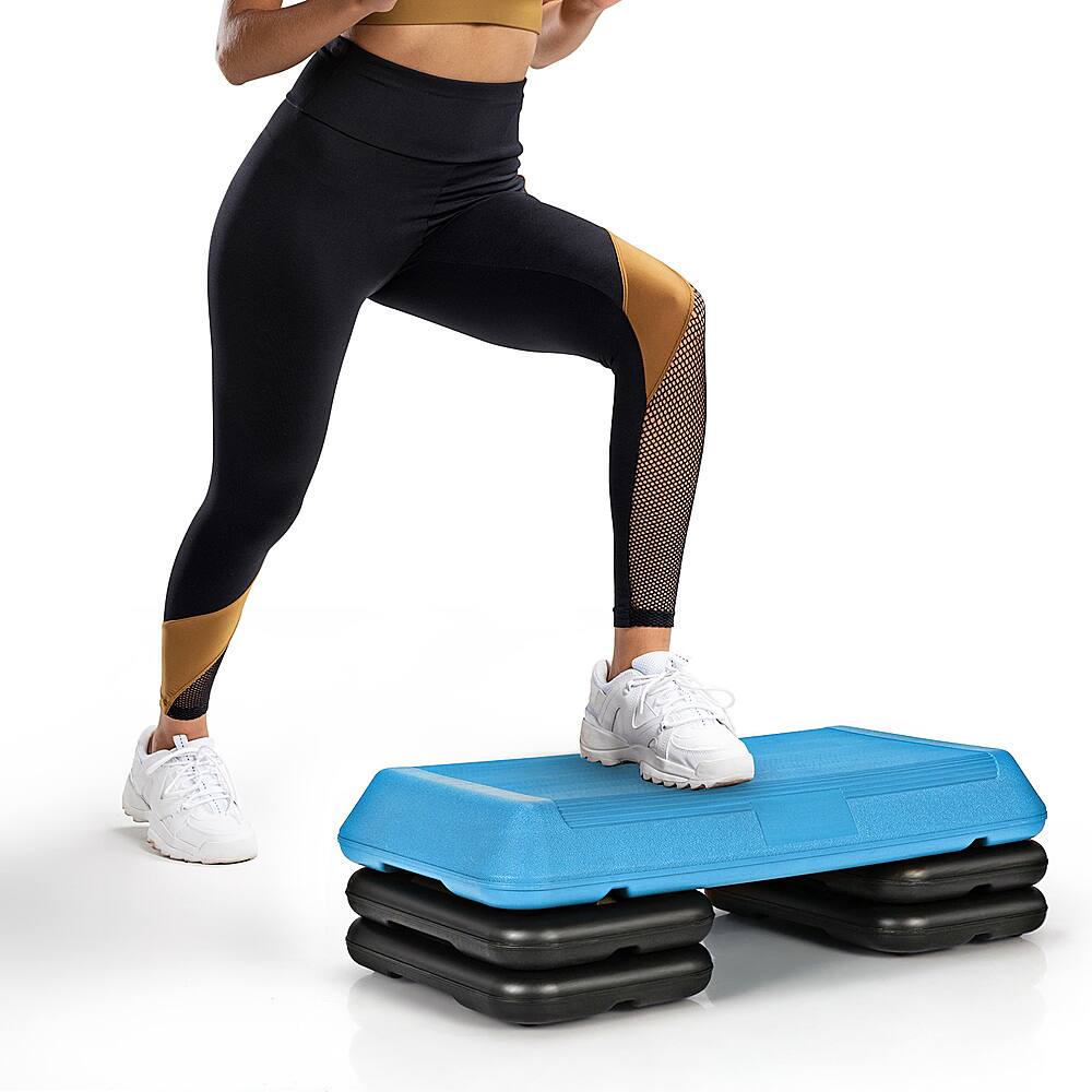 Alt View 19. Costway - 29'' Adjustable Workout Fitness Aerobic Stepper Exercise Platform W/Riser 4'' -6'' -8 - Blue + Black.
