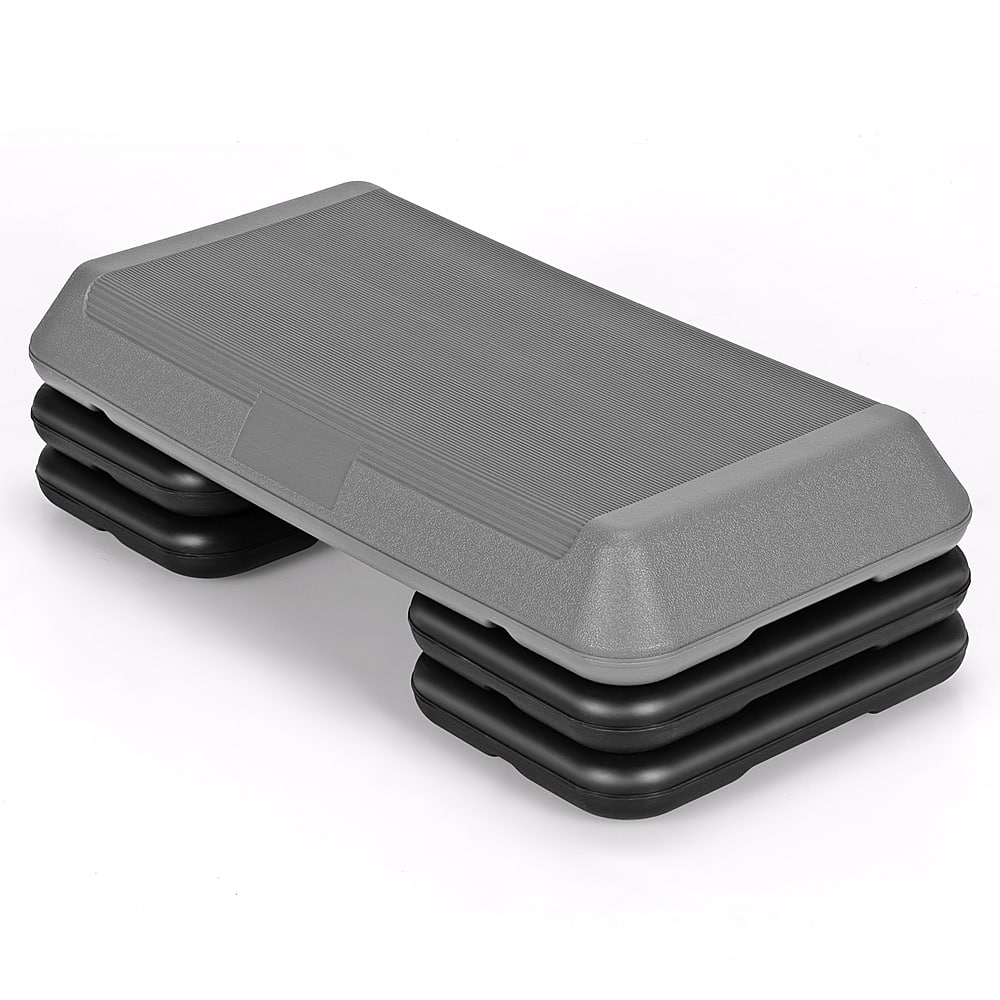 Front. Costway - 29'' Adjustable Workout Fitness Aerobic Stepper Exercise Platform W/Riser 4'' -6'' -8 - Grey/Black.