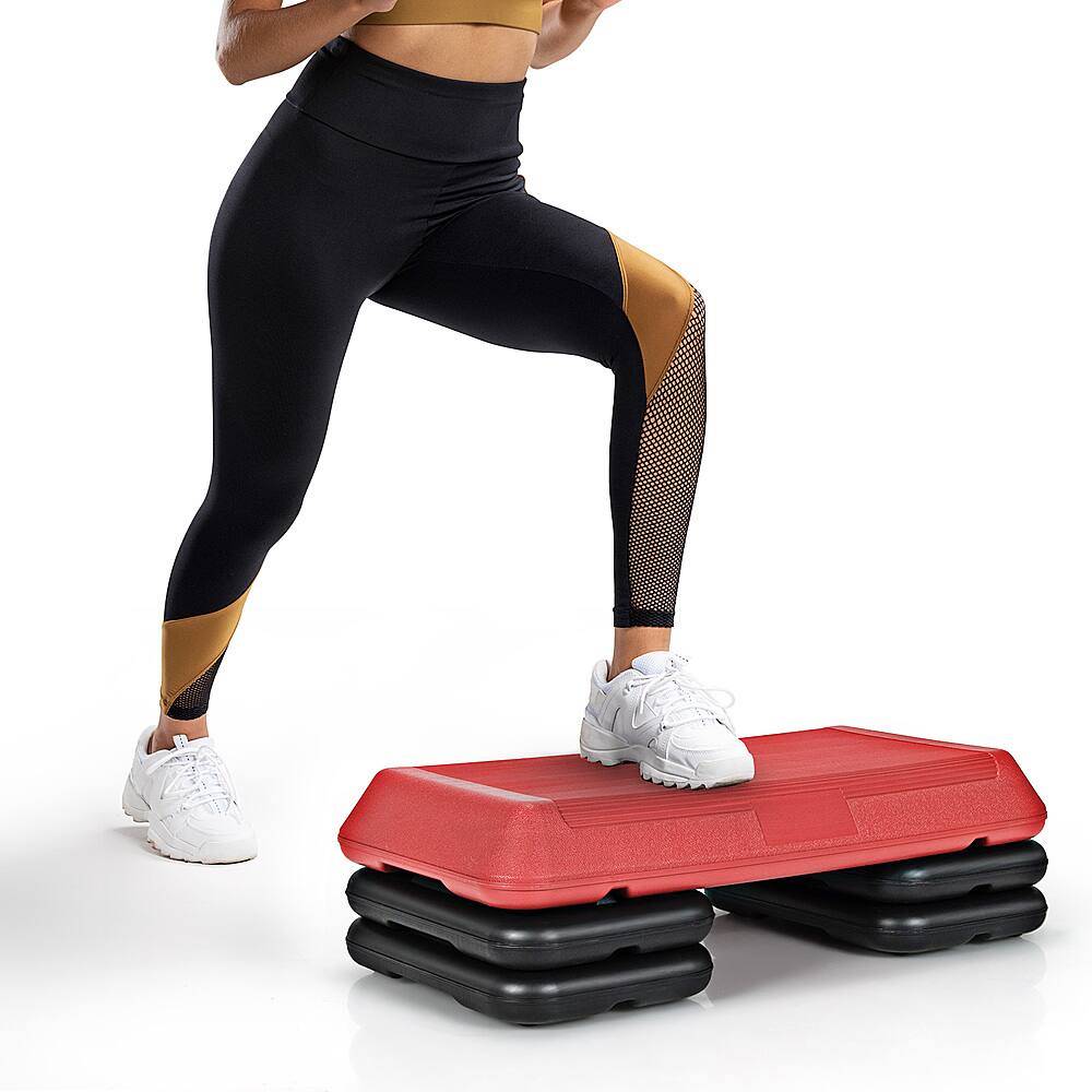 Alt View 19. Costway - 29'' Adjustable Workout Fitness Aerobic Stepper Exercise Platform W/Riser 4'' -6'' -8 - Red/Black.