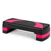 Front. Costway - 31'' Aerobic Exercise Stepper Cardio Trainer W/Riser Adjustable Height 4''- 6''- 8'' - Black/Pink.